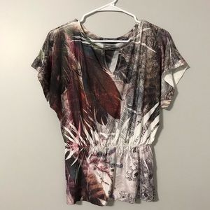 Colorful Feather Print Dress Top